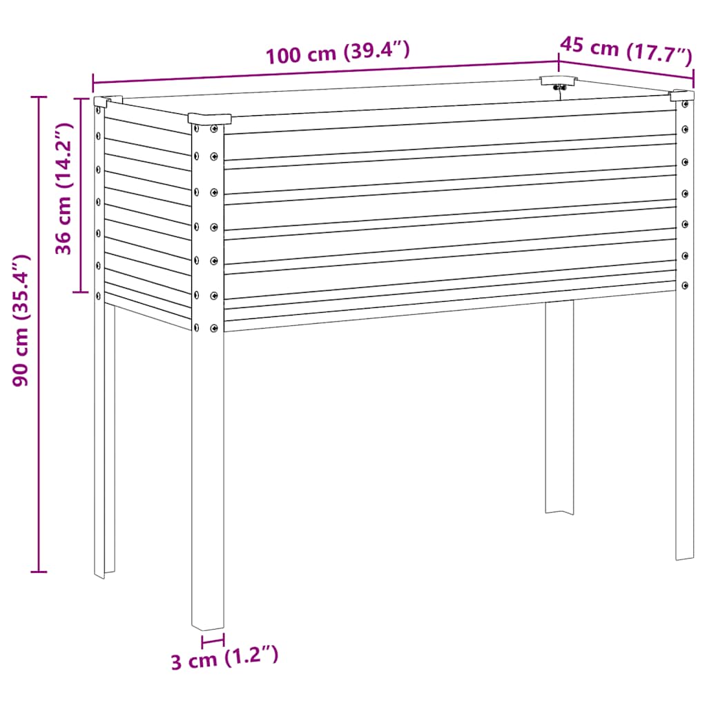 Vrtna žardinjera Zelena 100x45x90 cm Čelična