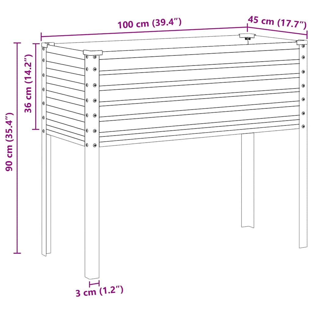 Vrtna žardinjera 100x45x90 cm Pocinčani čelik