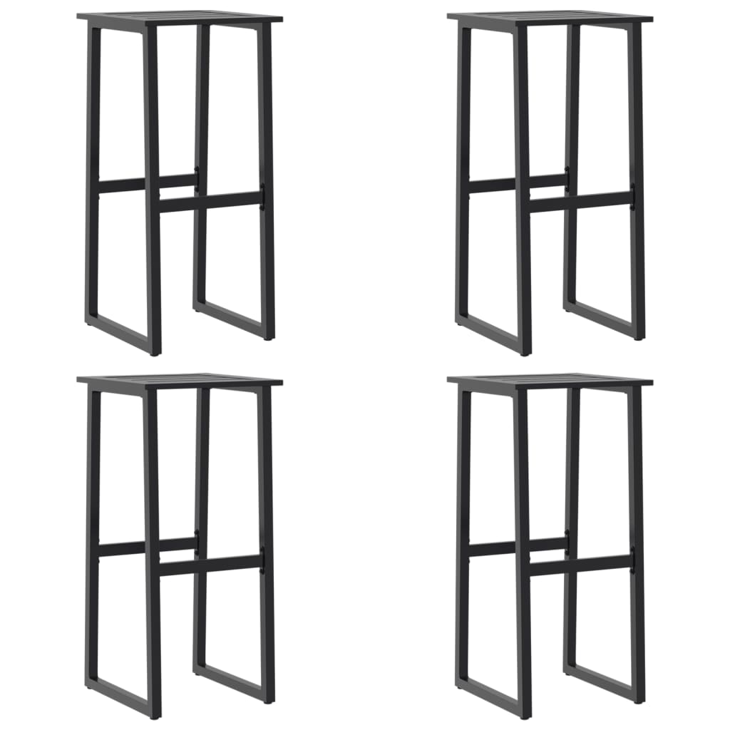 Barski stolci 4 kom crni 38x38x80 cm od čelika obloženog prahom