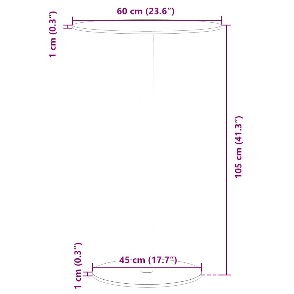 Vrtni stol okrugli crni Ø 60 x 105 cm čelični