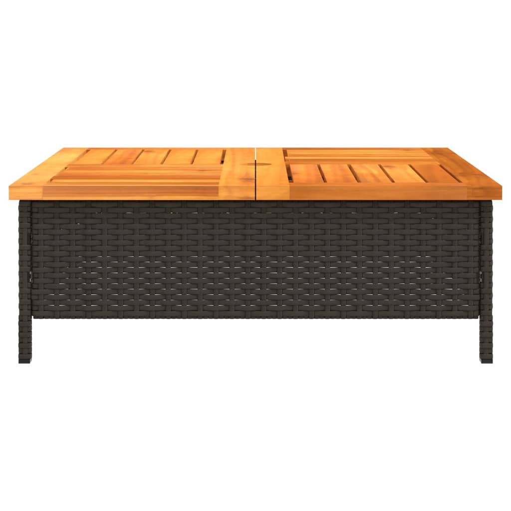 Vrtni stol crni 70 x 70 x 25 cm od ratana i bagremovog drva