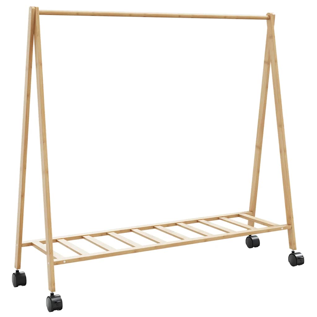 Stalak za odjeću s policama i kotačima 106x34x106,5 cm bambusa
