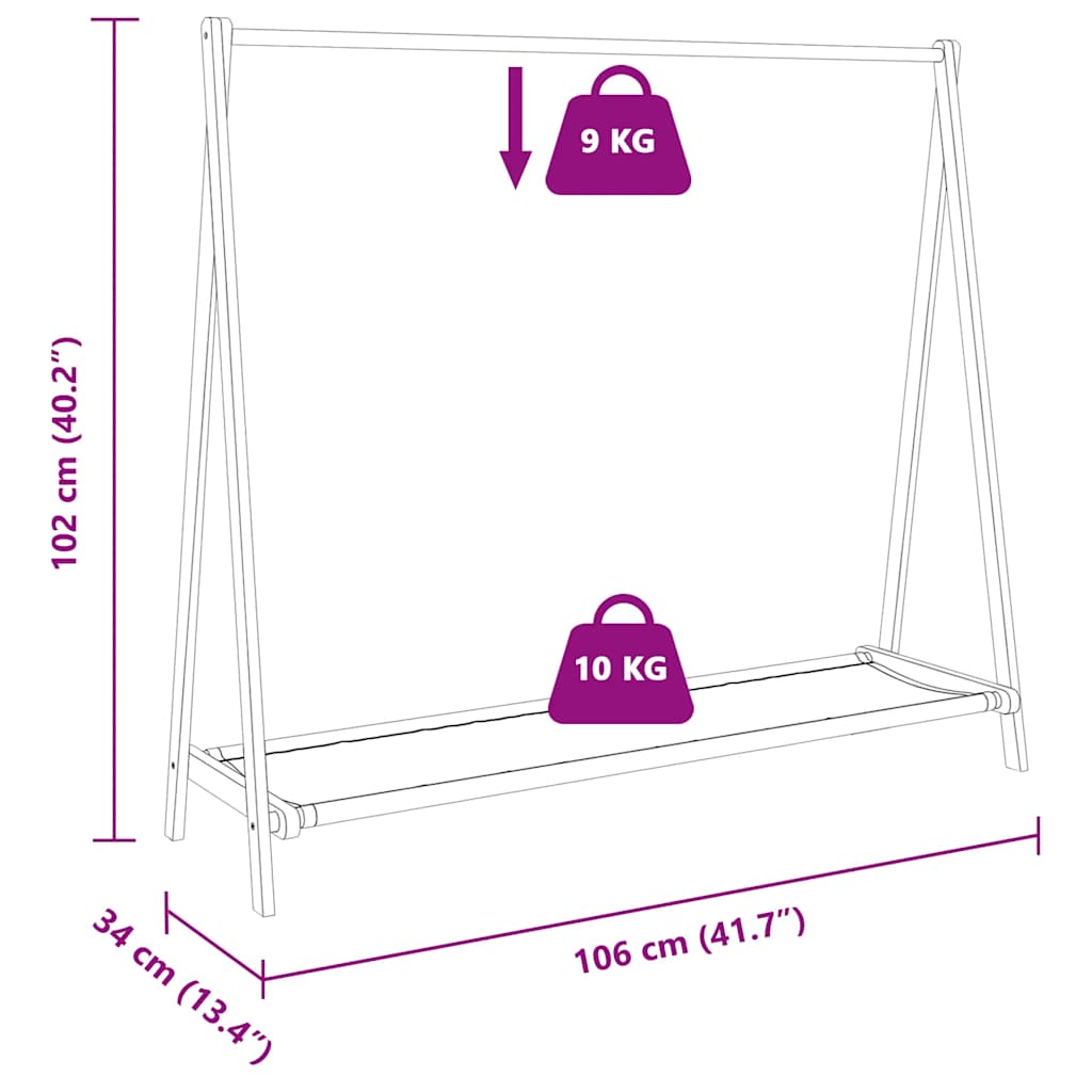 Stalak za odjeću s policama 106x34x102 cm od bambusa