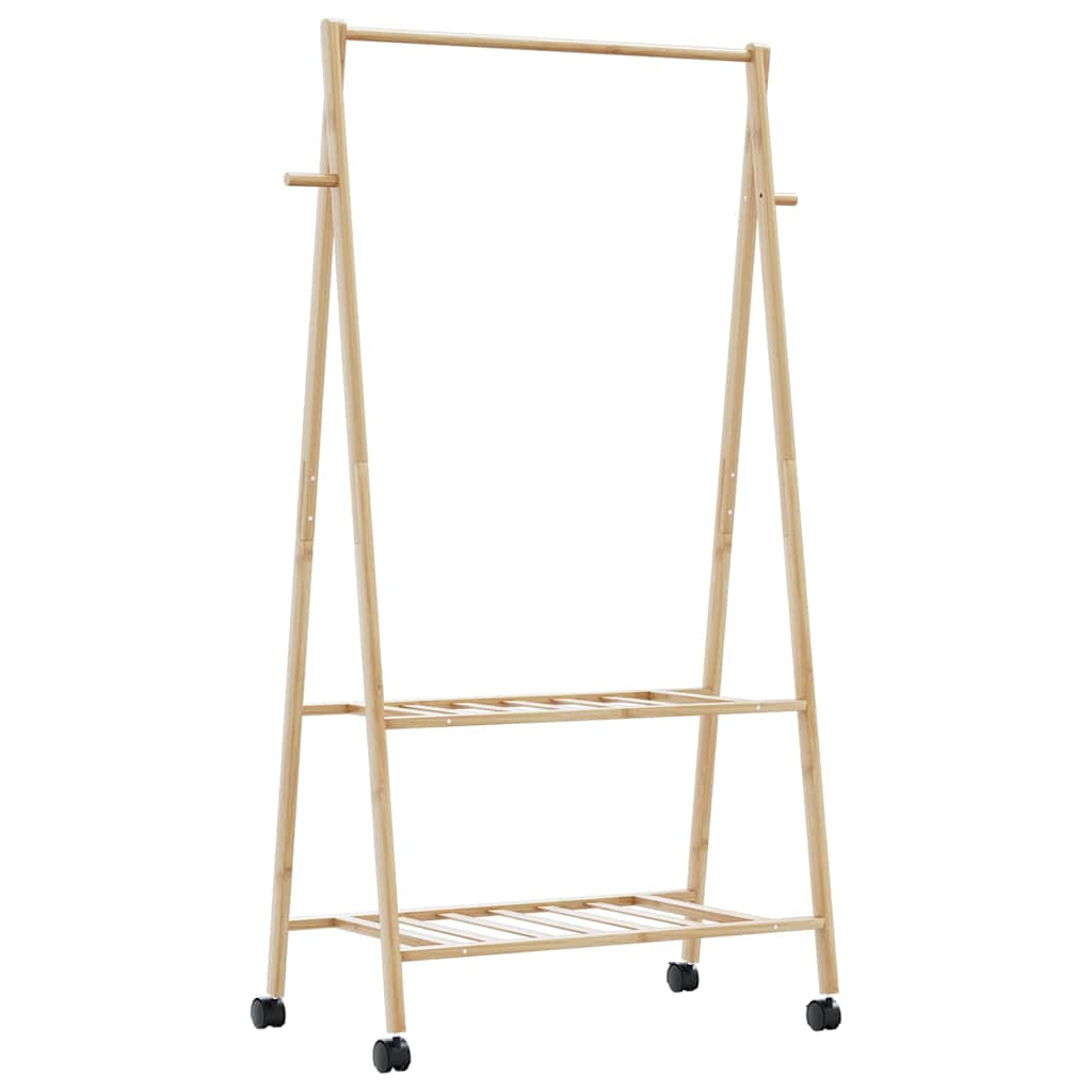 Stalak za odjeću s policama i kotačima 96x45,5x155,5 cm bambusa