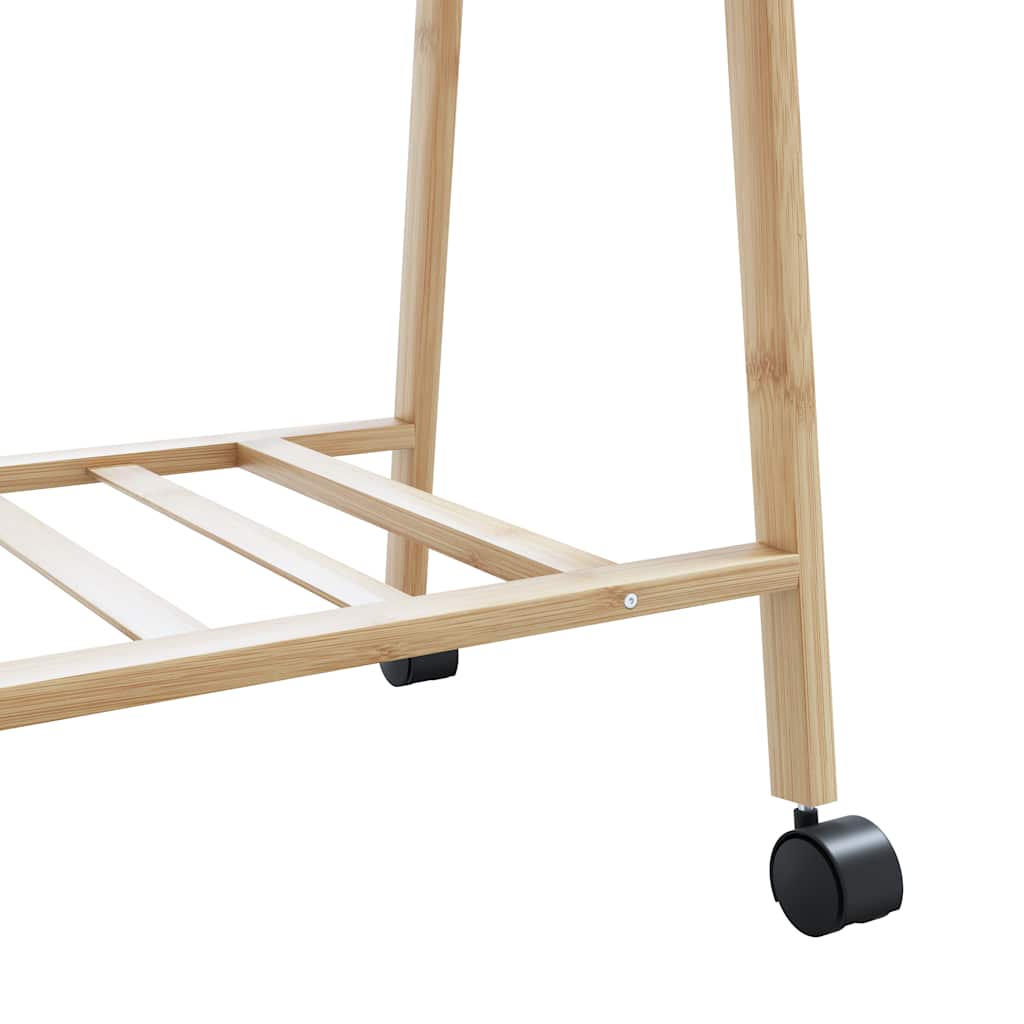 Stalak za odjeću s policama i kotačima 132x45,5x155,5cm bambusa