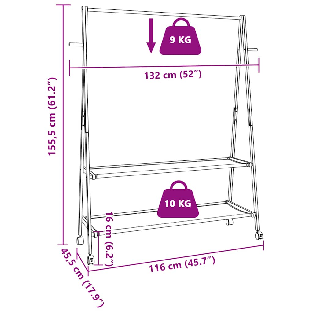 Stalak za odjeću s policama i kotačima 132x45,5x155,5cm bambusa