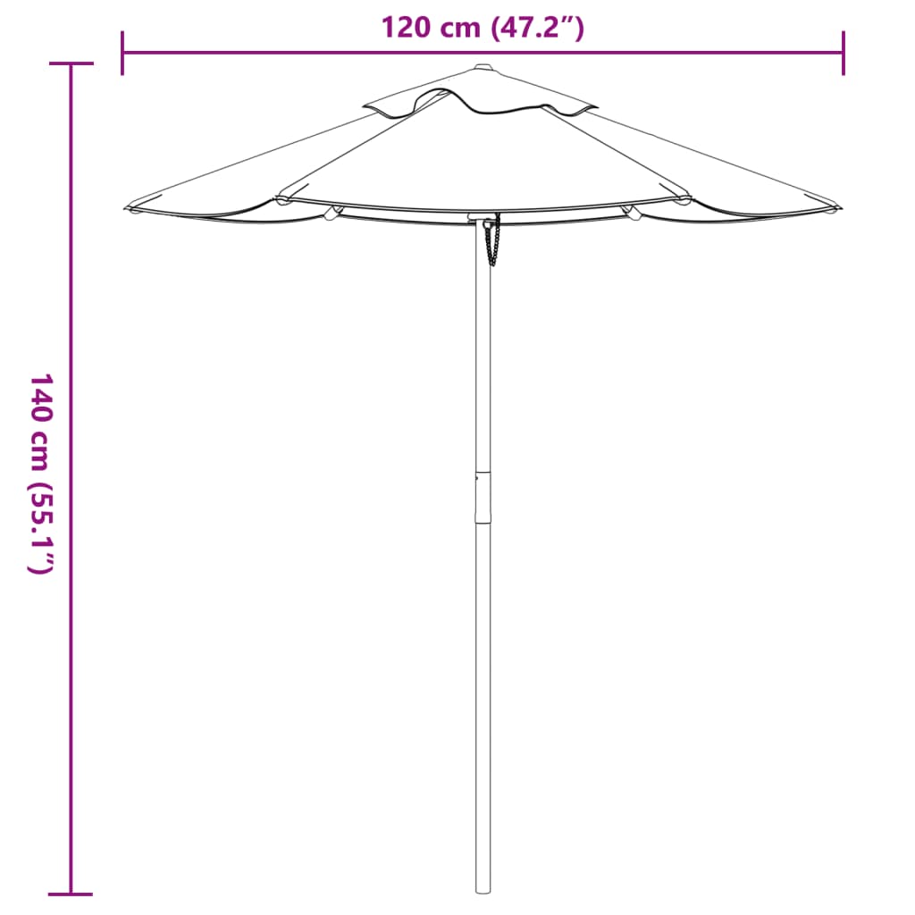Vrtni suncobran za djecu s drvenim stupom Ø 120 x 140 cm