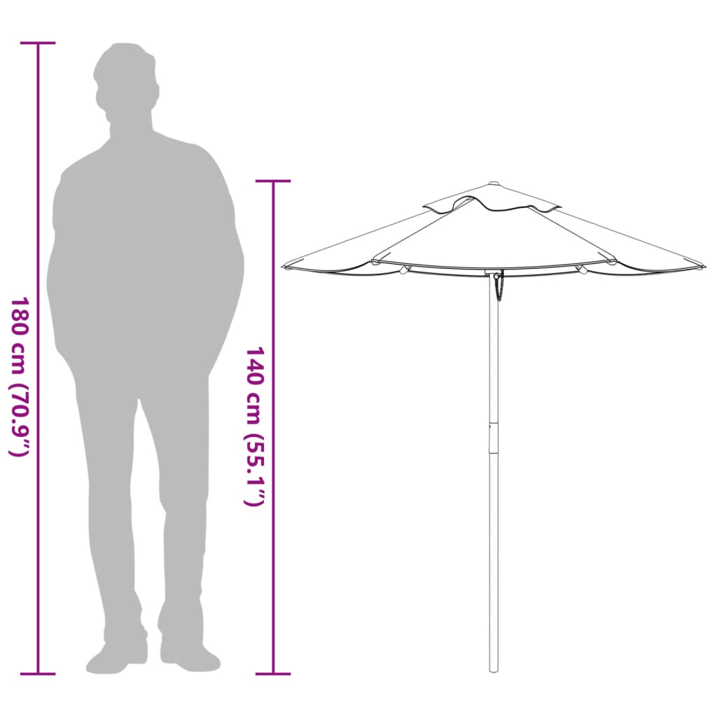 Vrtni suncobran za djecu s drvenim stupom Ø 120 x 140 cm