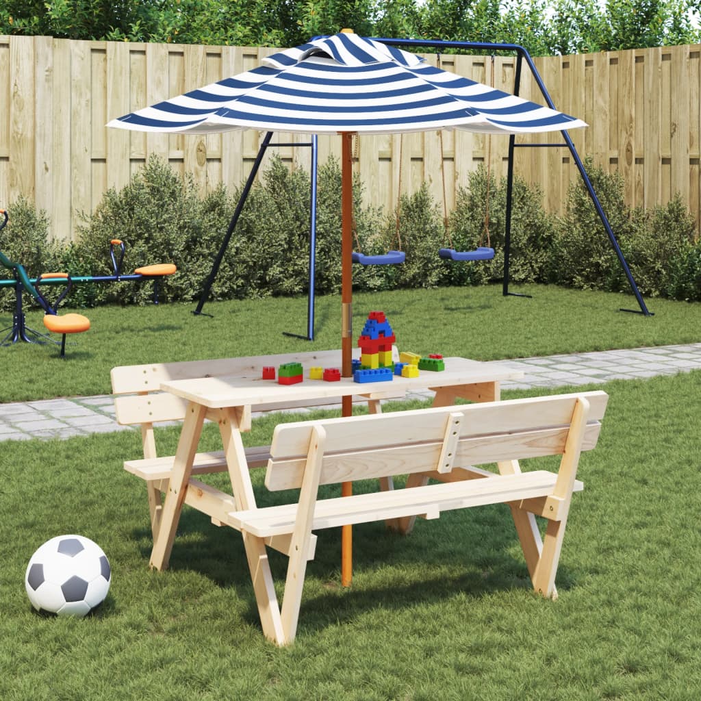 Vrtni suncobran za djecu s drvenim stupom Ø 120 x 140 cm