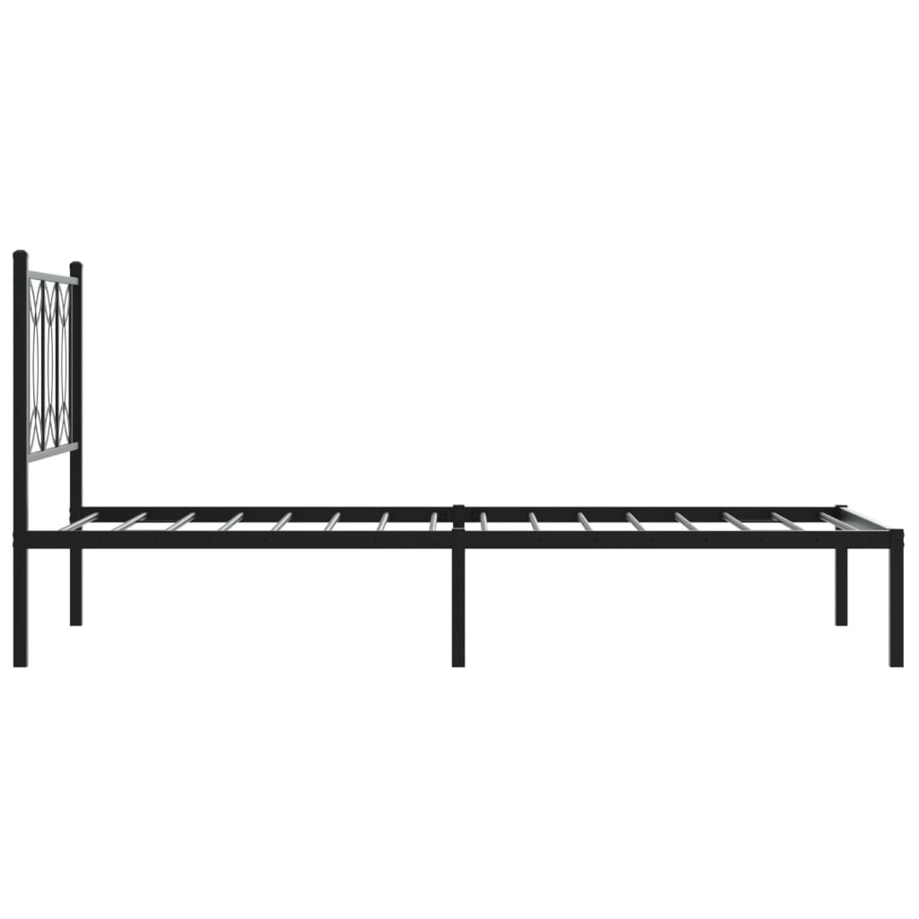 Metalni okvir za krevet s uzglavljem crni 80x200 cm