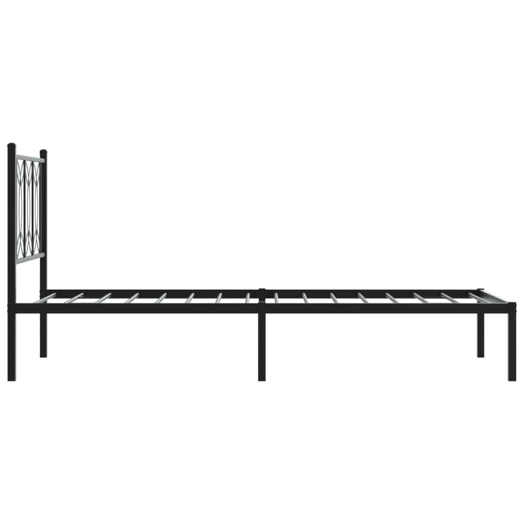 Metalni okvir za krevet s uzglavljem crni 90x200 cm