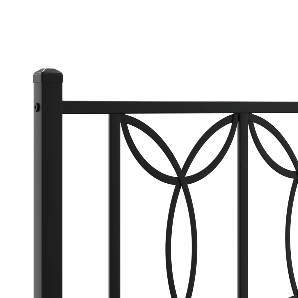 Metalni okvir za krevet s uzglavljem crni 90x200 cm