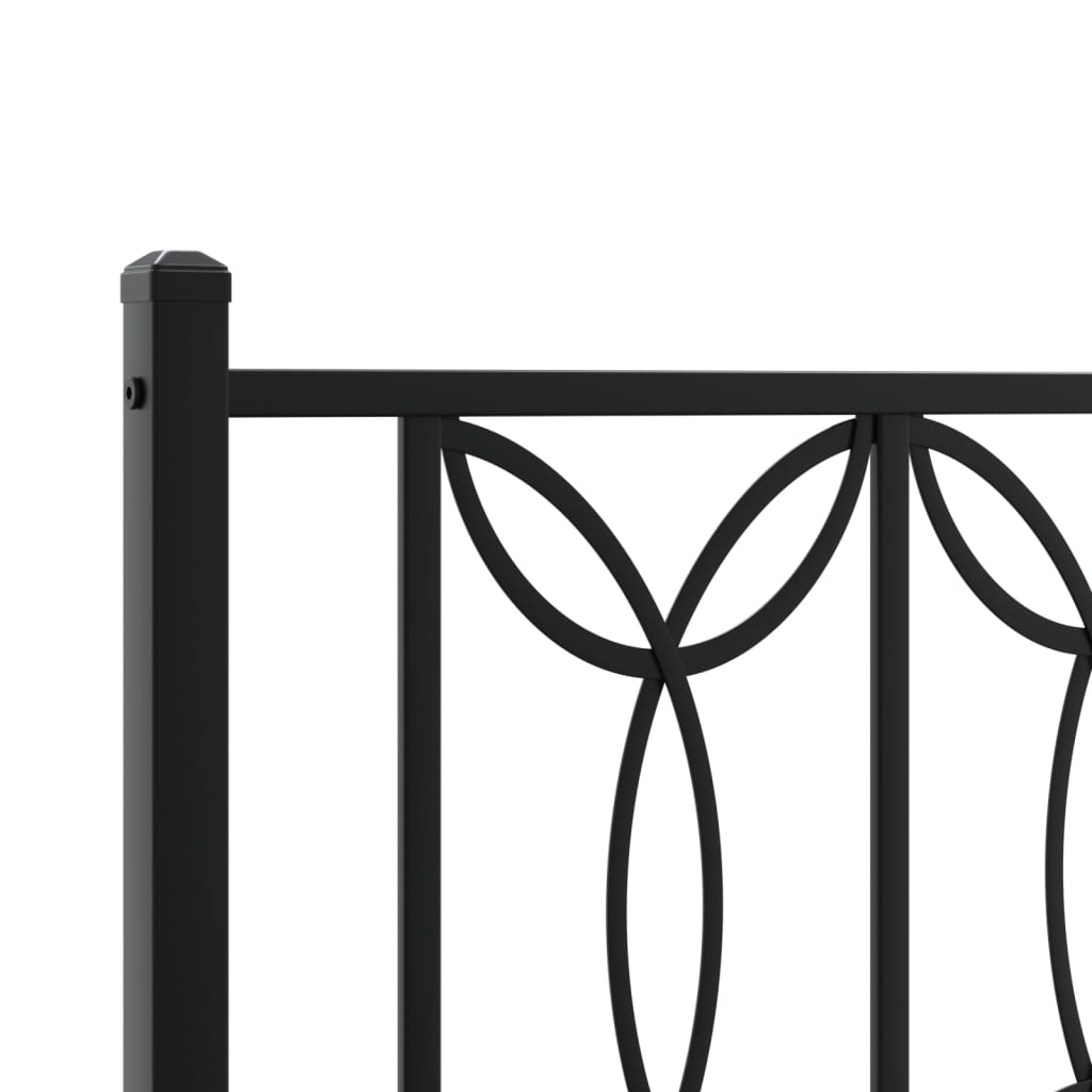 Metalni okvir za krevet s uzglavljem crni 100x200 cm