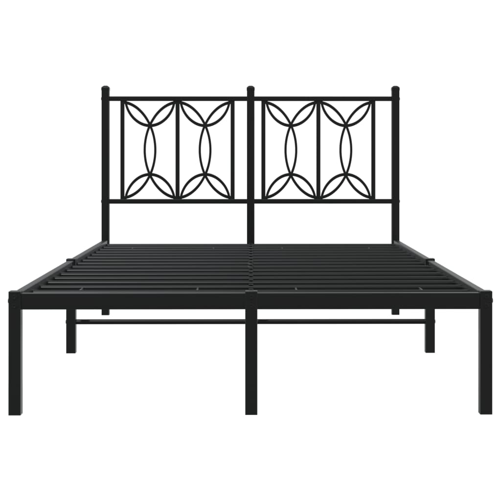Metalni okvir za krevet s uzglavljem crni 120x190 cm