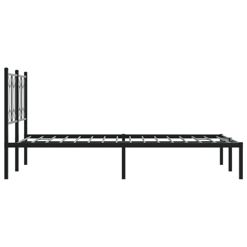 Metalni okvir za krevet s uzglavljem crni 120x190 cm