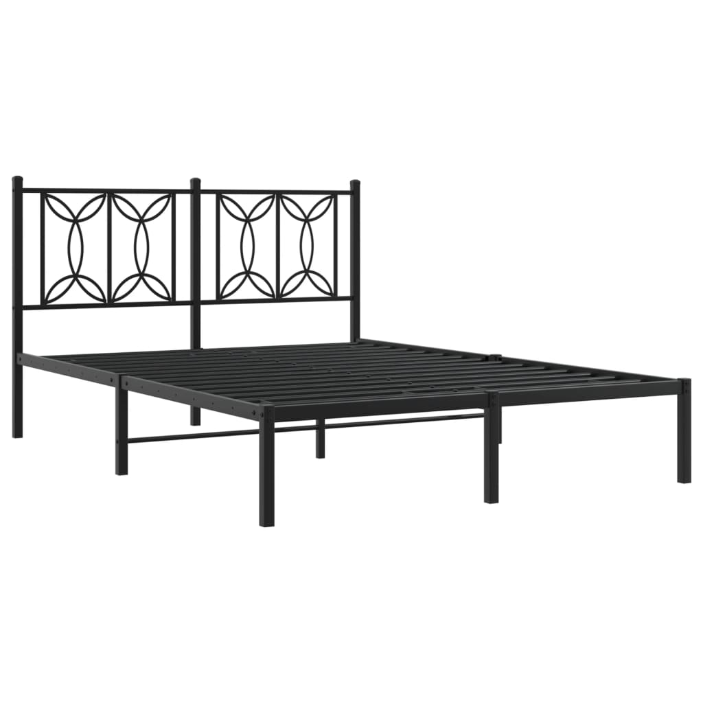 Metalni okvir za krevet s uzglavljem crni 135x190 cm
