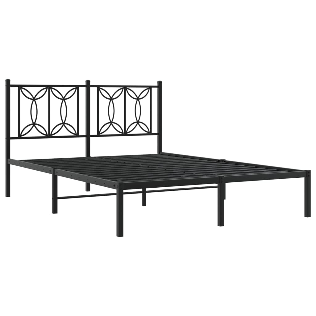 Metalni okvir za krevet s uzglavljem crni 140x190 cm
