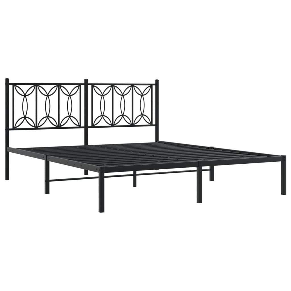 Metalni okvir za krevet s uzglavljem crni 150x200 cm