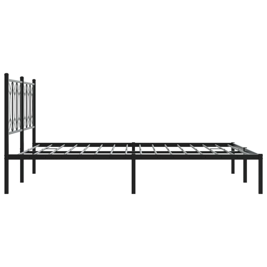 Metalni okvir za krevet s uzglavljem crni 150x200 cm