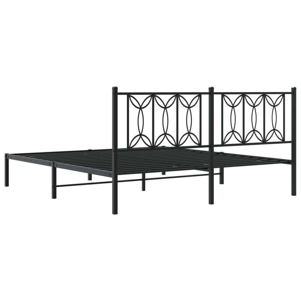 Metalni okvir za krevet s uzglavljem crni 180x200 cm