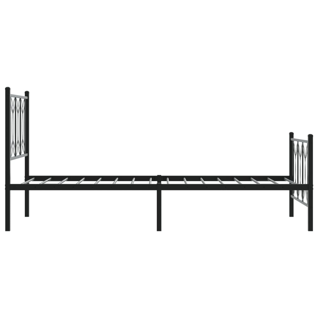 Metalni okvir kreveta uzglavlje i podnožje crni 75x190 cm