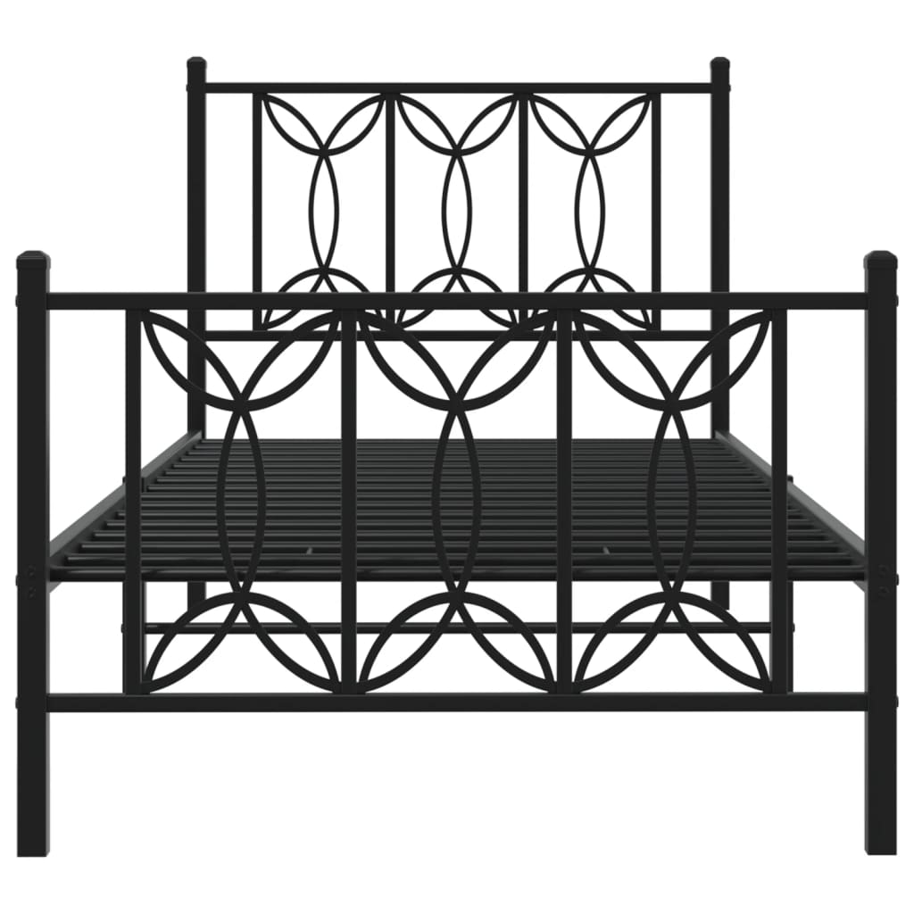Metalni okvir kreveta uzglavlje i podnožje crni 90 x 200 cm