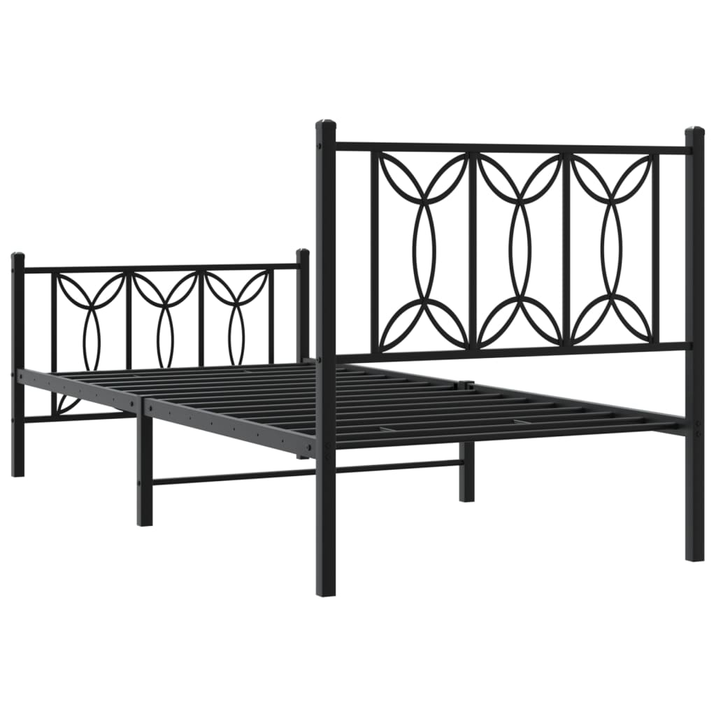 Metalni okvir kreveta uzglavlje i podnožje crni 90 x 200 cm