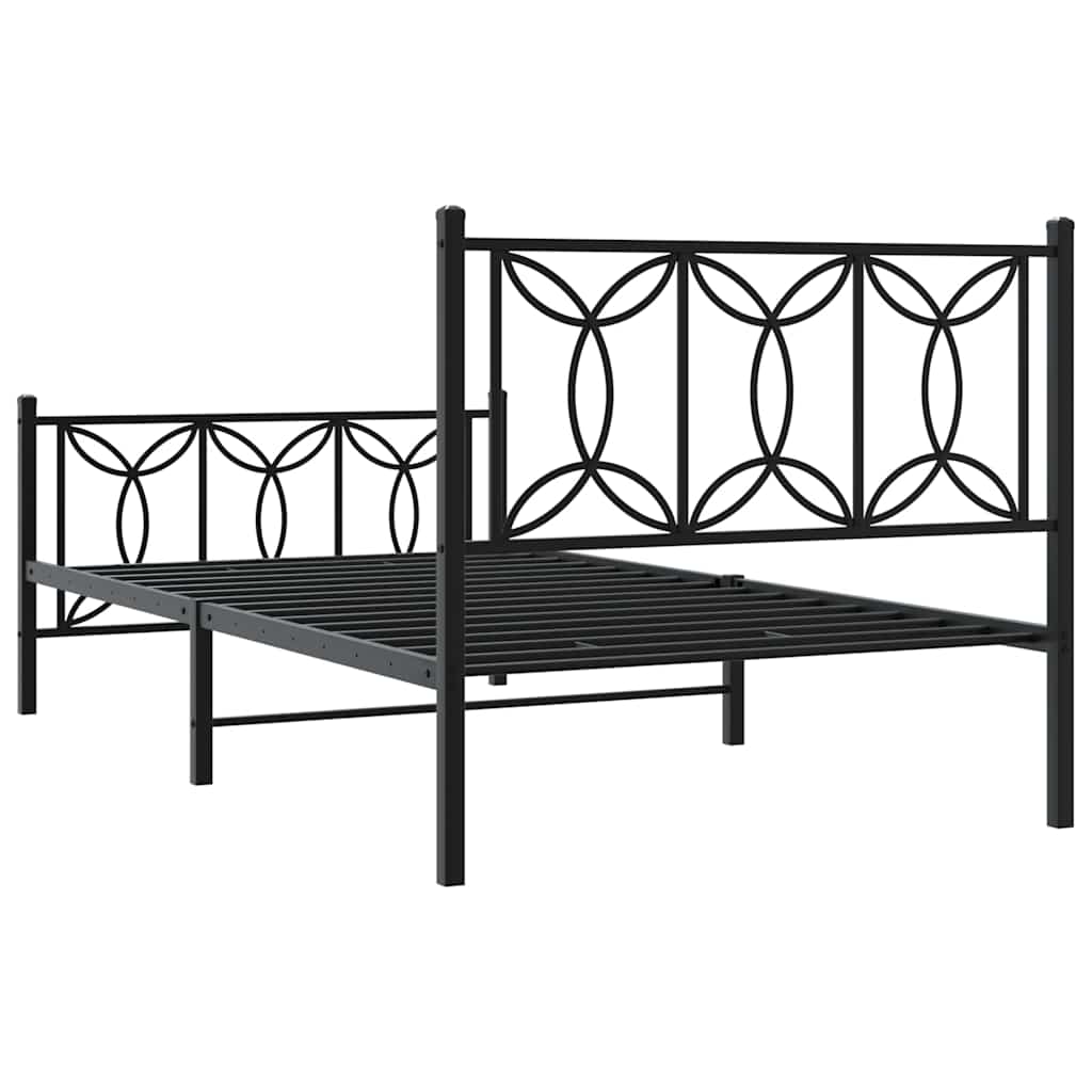 Metalni okvir kreveta uzglavlje i podnožje crni 100x200 cm