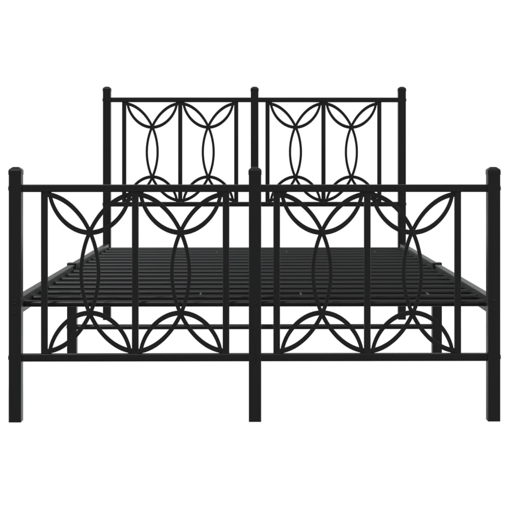Metalni okvir kreveta uzglavlje i podnožje crni 120x190 cm