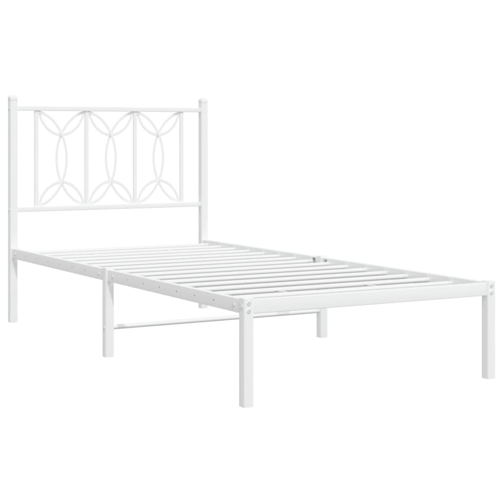 Metalni okvir krevet bez madraca s uzglavljem bijeli 75x190 cm