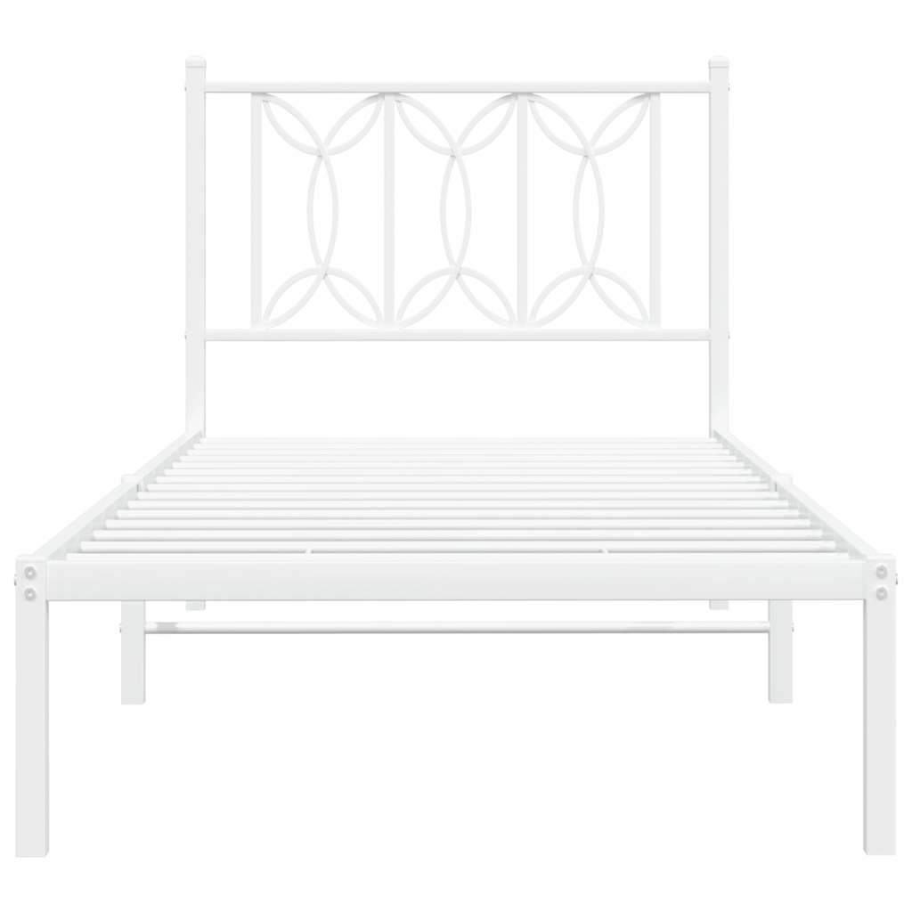 Metalni okvir za krevet s uzglavljem bijeli 90 x 190 cm