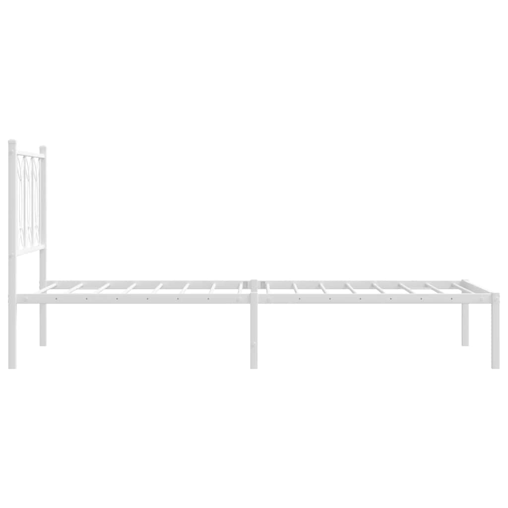 Metalni okvir za krevet s uzglavljem bijeli 90 x 190 cm