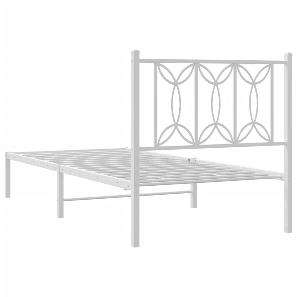 Metalni okvir za krevet s uzglavljem bijeli 90x200 cm