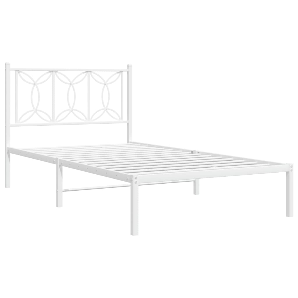 Metalni okvir za krevet s uzglavljem bijeli 100x190 cm
