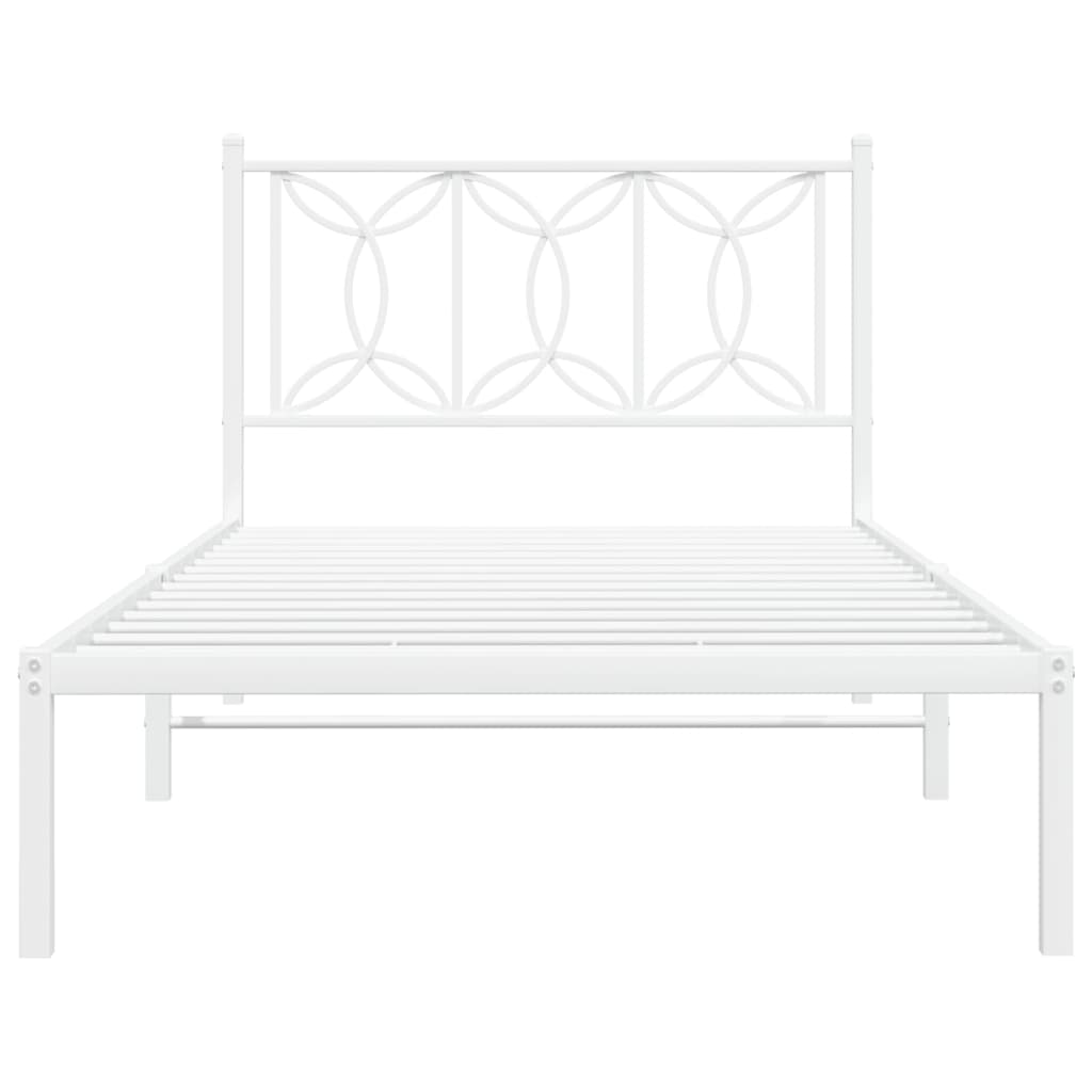 Metalni okvir za krevet s uzglavljem bijeli 100x190 cm