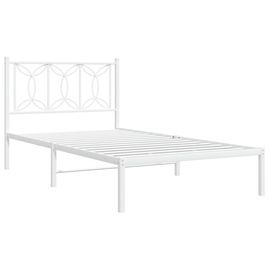 Metalni okvir za krevet s uzglavljem bijeli 100x200 cm