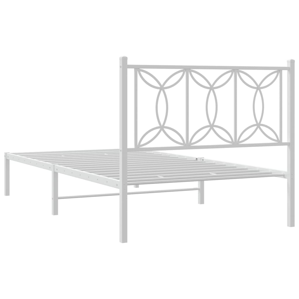Metalni okvir za krevet s uzglavljem bijeli 100x200 cm