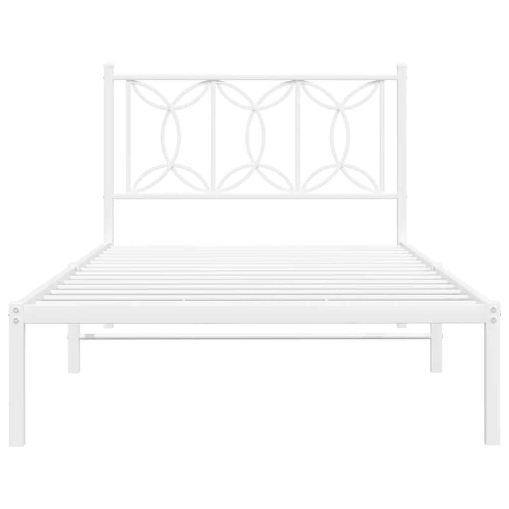 Metalni okvir za krevet s uzglavljem bijeli 107x203 cm