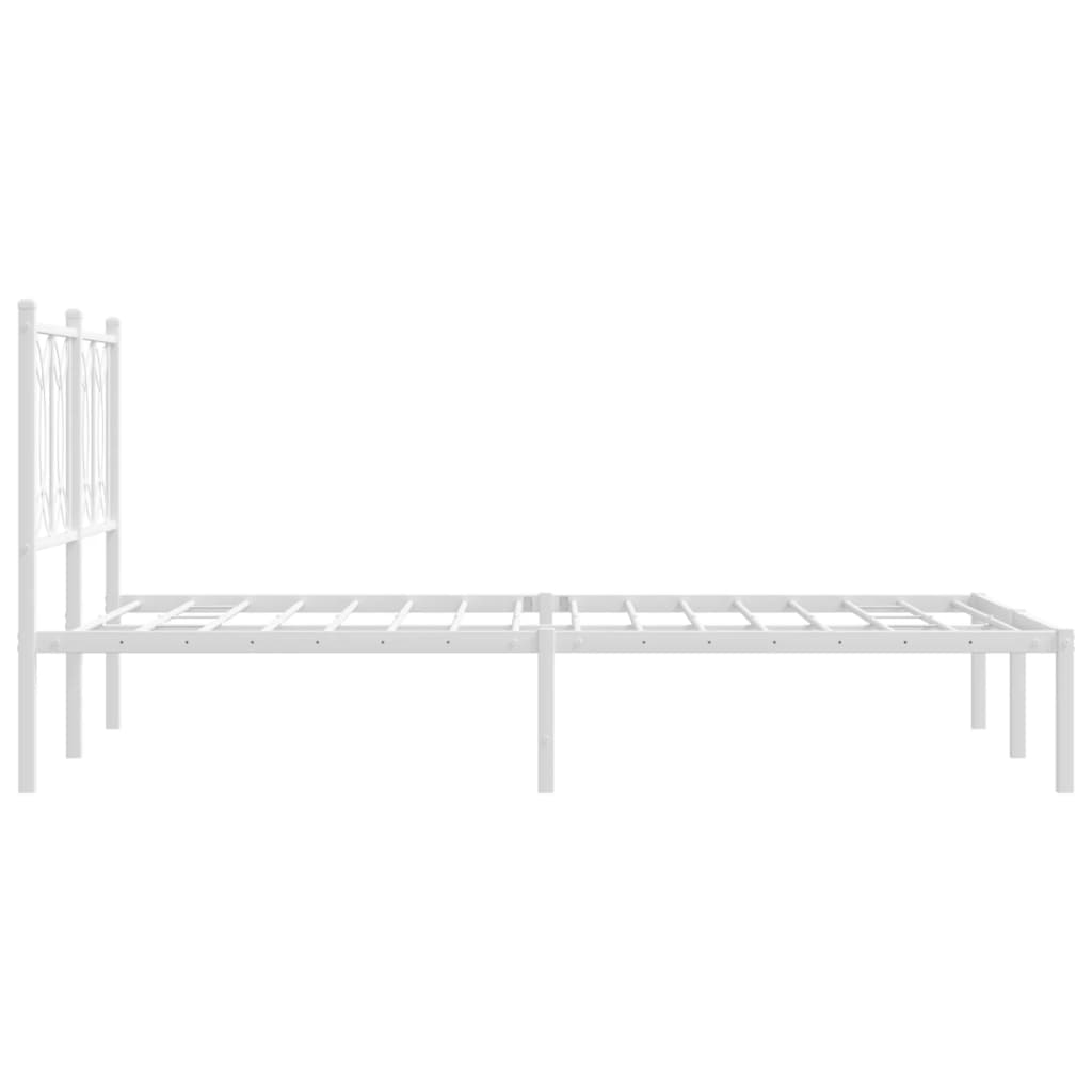 Metalni okvir za krevet s uzglavljem bijeli 120 x 190 cm