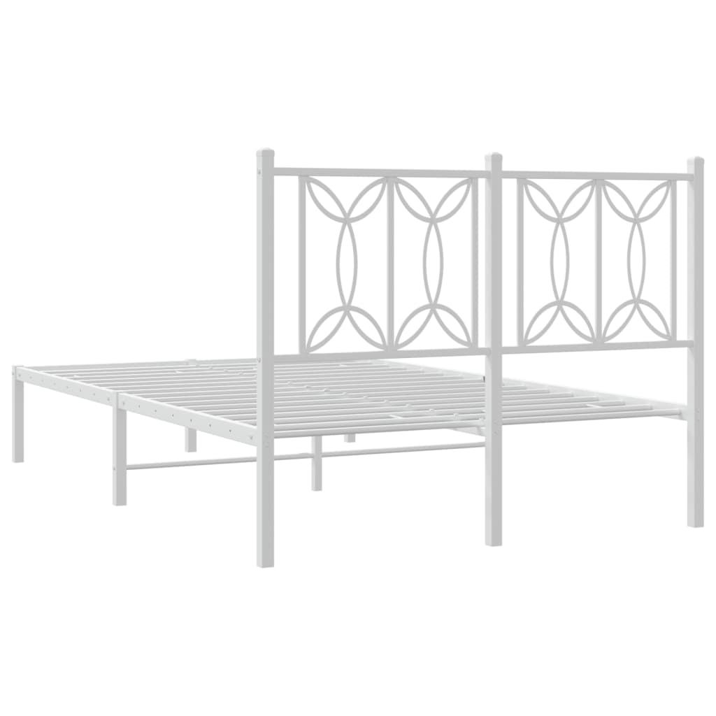 Metalni okvir za krevet s uzglavljem bijeli 120 x 190 cm