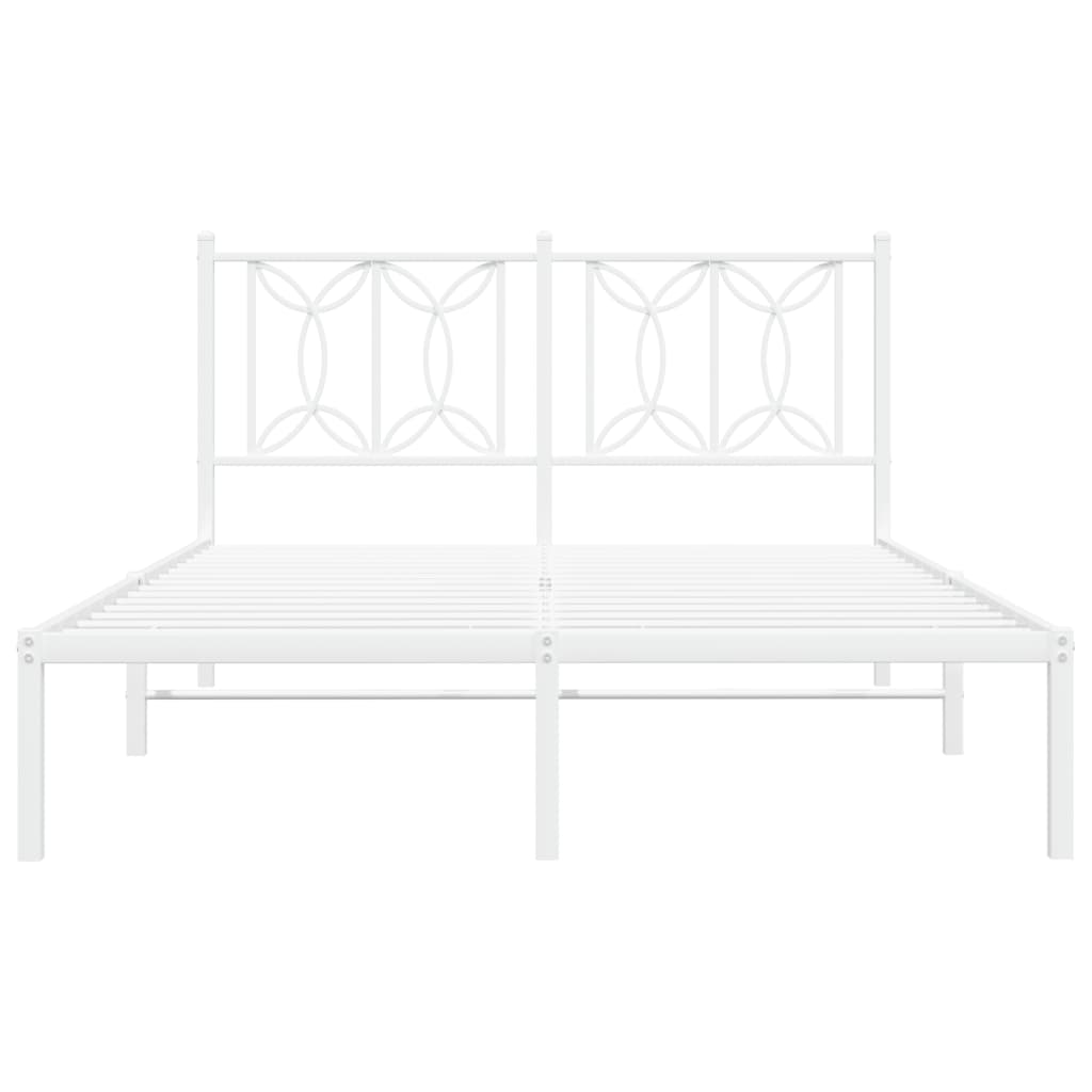 Metalni okvir za krevet s uzglavljem bijeli 135x190 cm