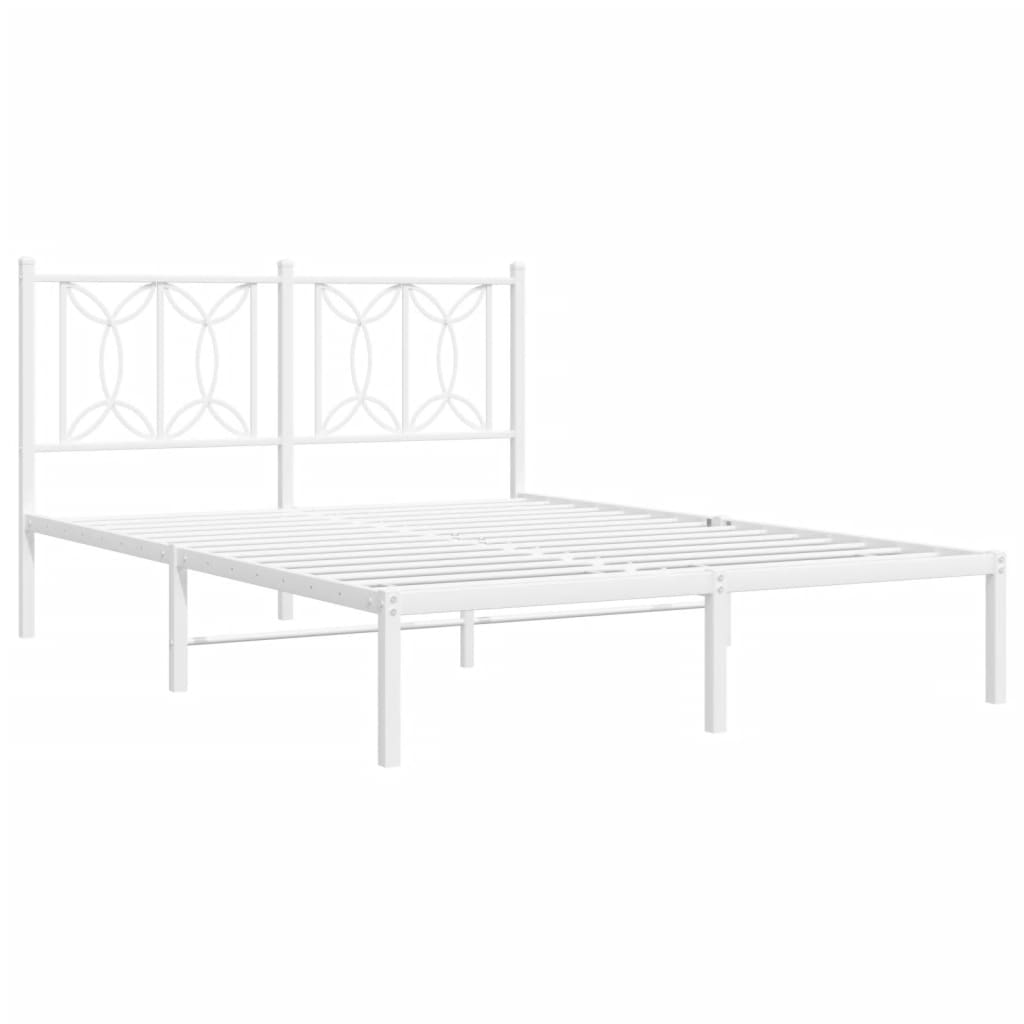 Metalni okvir za krevet s uzglavljem bijeli 140 x 190 cm