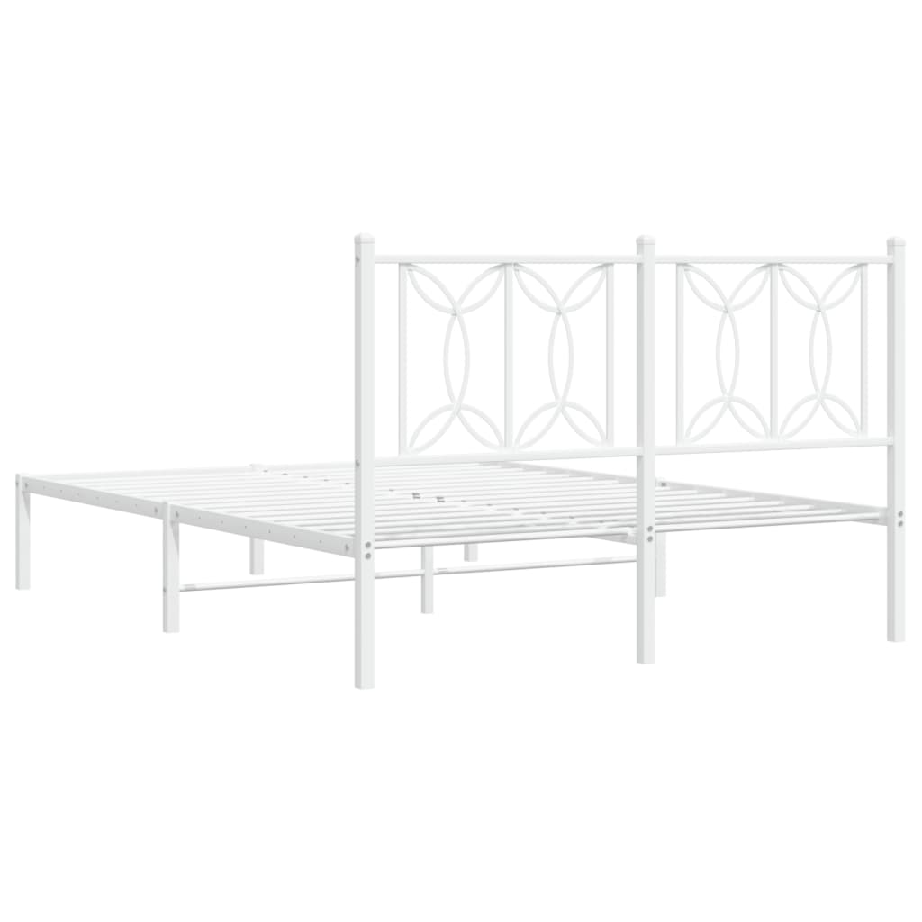 Metalni okvir za krevet s uzglavljem bijeli 140 x 190 cm