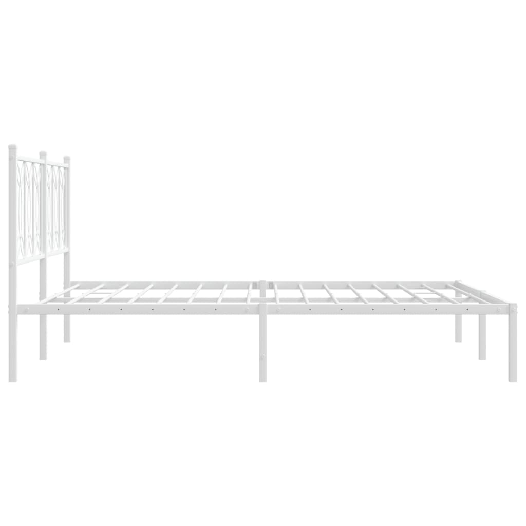 Metalni okvir za krevet s uzglavljem bijeli 150x200 cm