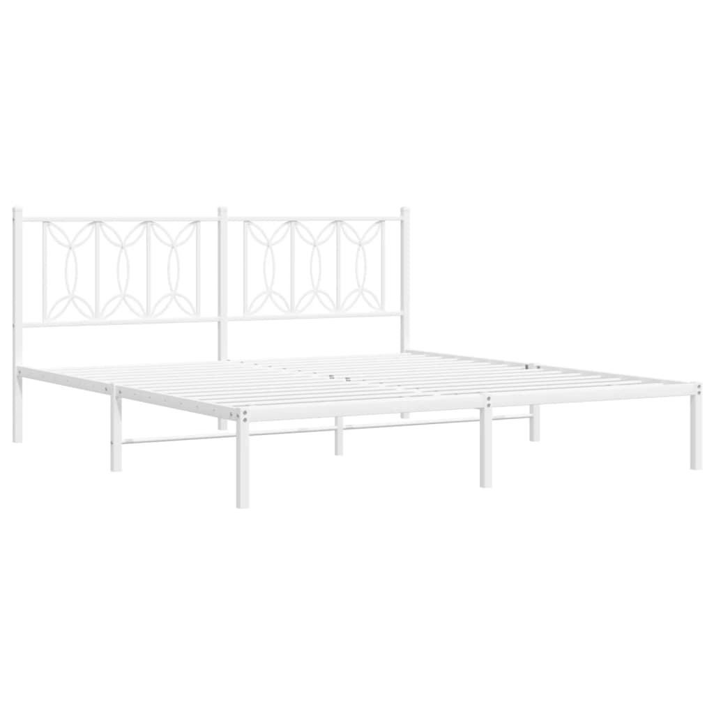Metalni okvir za krevet s uzglavljem bijeli 180x200 cm