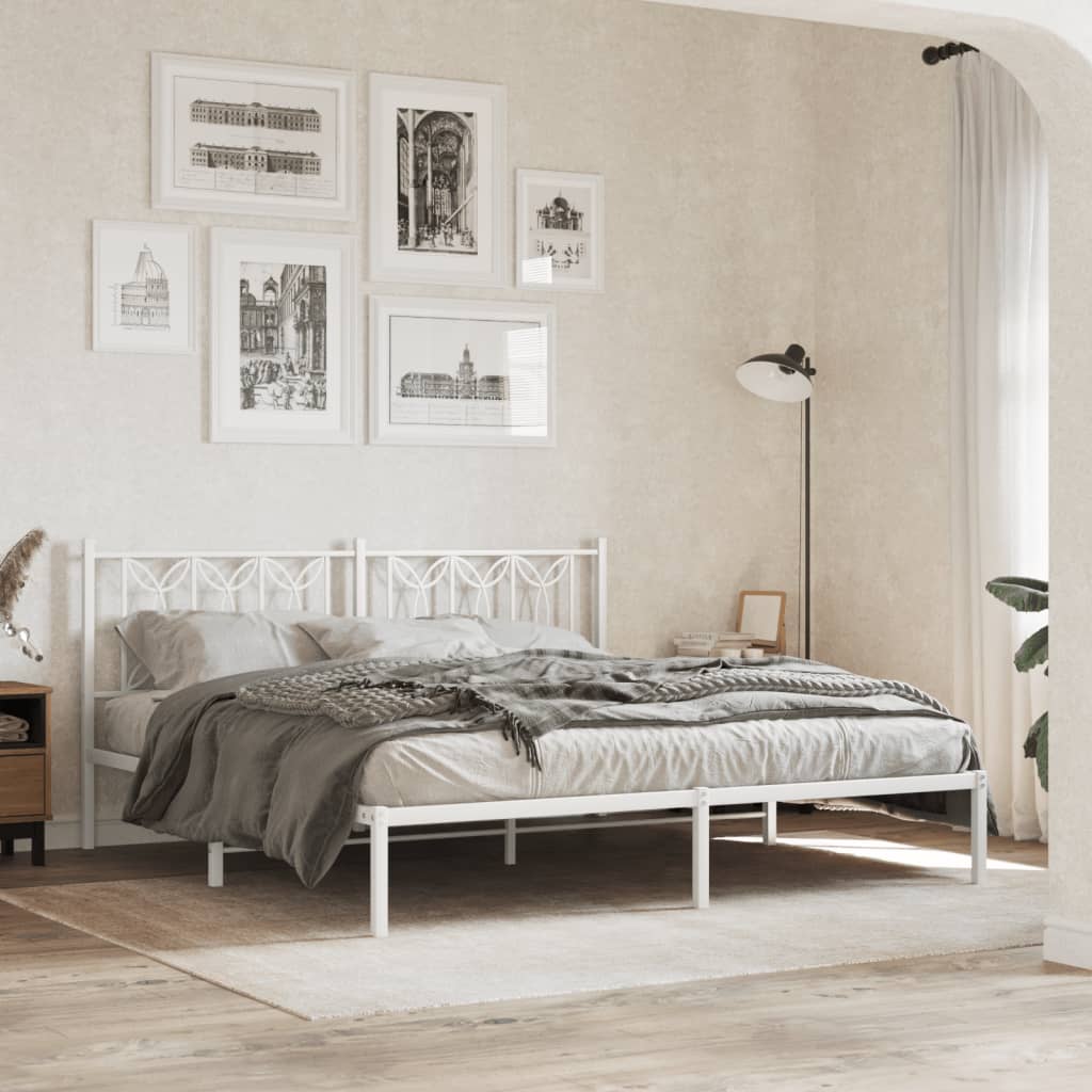 Metalni okvir za krevet s uzglavljem bijeli 180x200 cm
