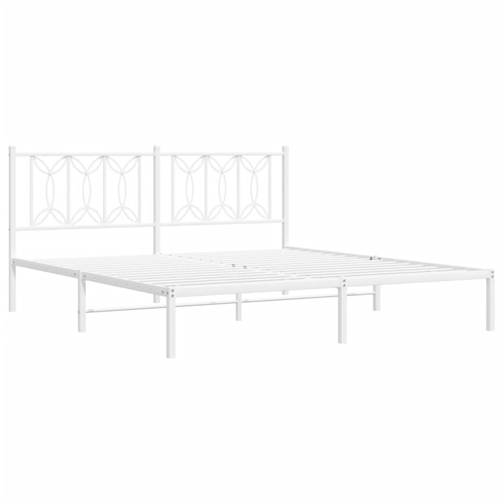 Metalni okvir za krevet s uzglavljem bijeli 183x213 cm