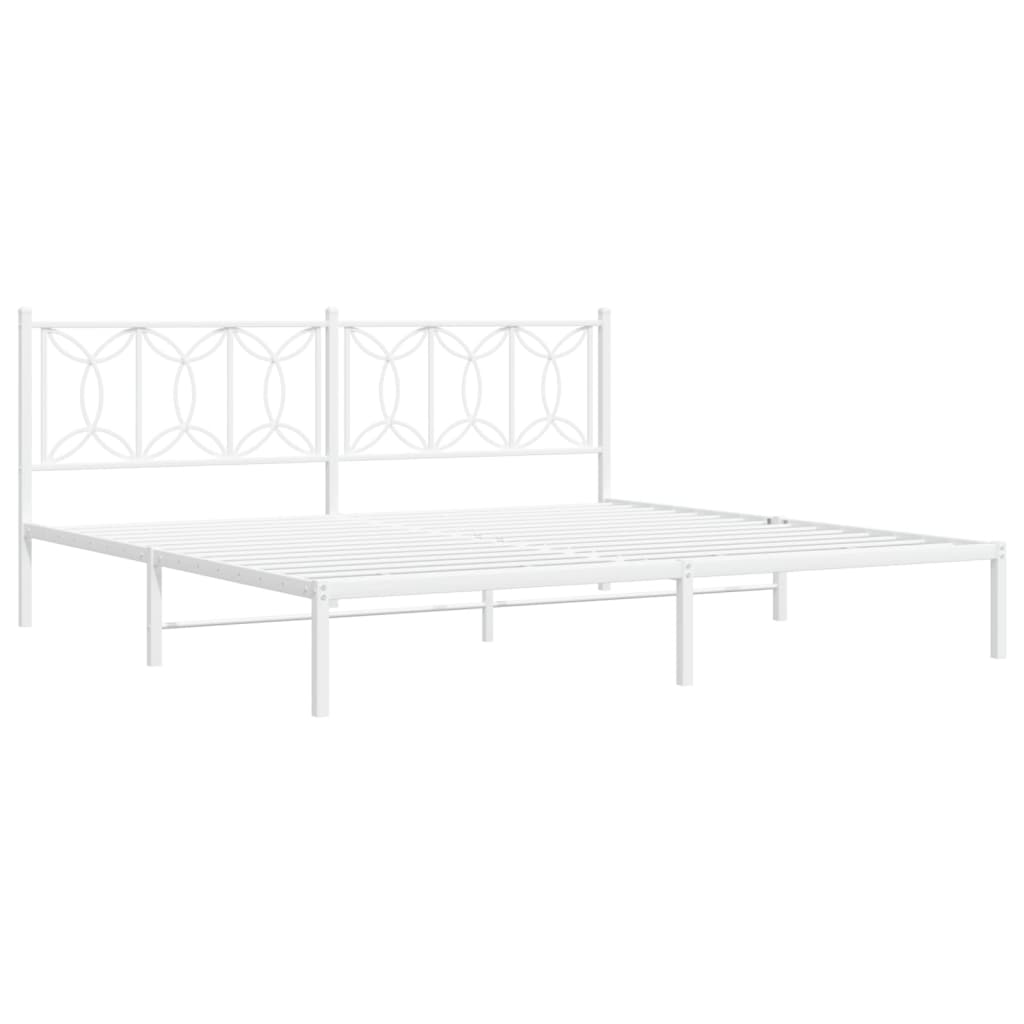 Metalni okvir za krevet s uzglavljem bijeli 200x200 cm