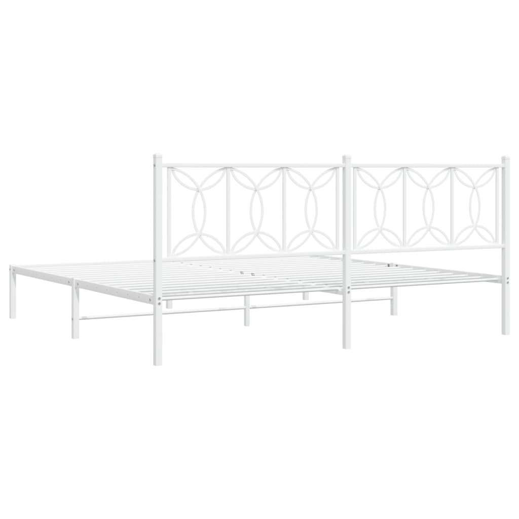 Metalni okvir za krevet s uzglavljem bijeli 200x200 cm