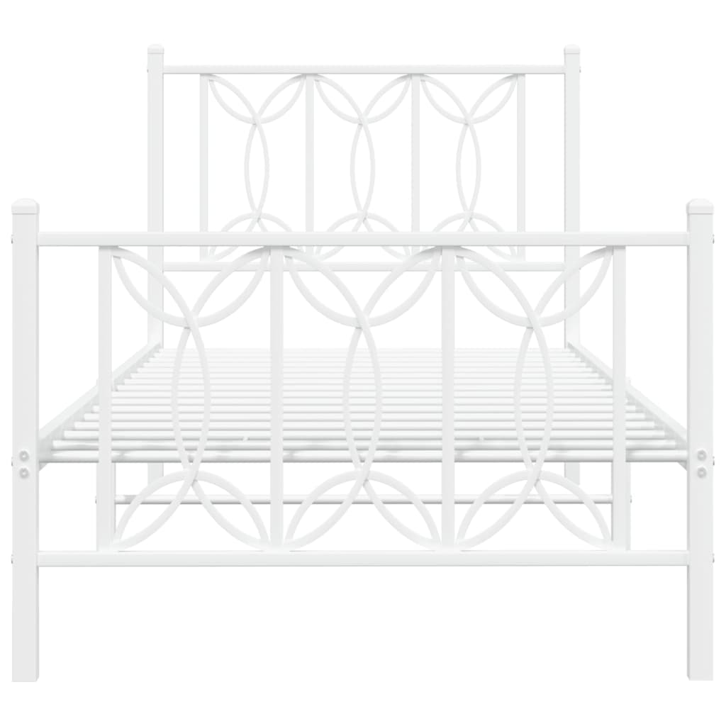 Metalni okvir kreveta uzglavlje i podnožje bijeli 75x190 cm